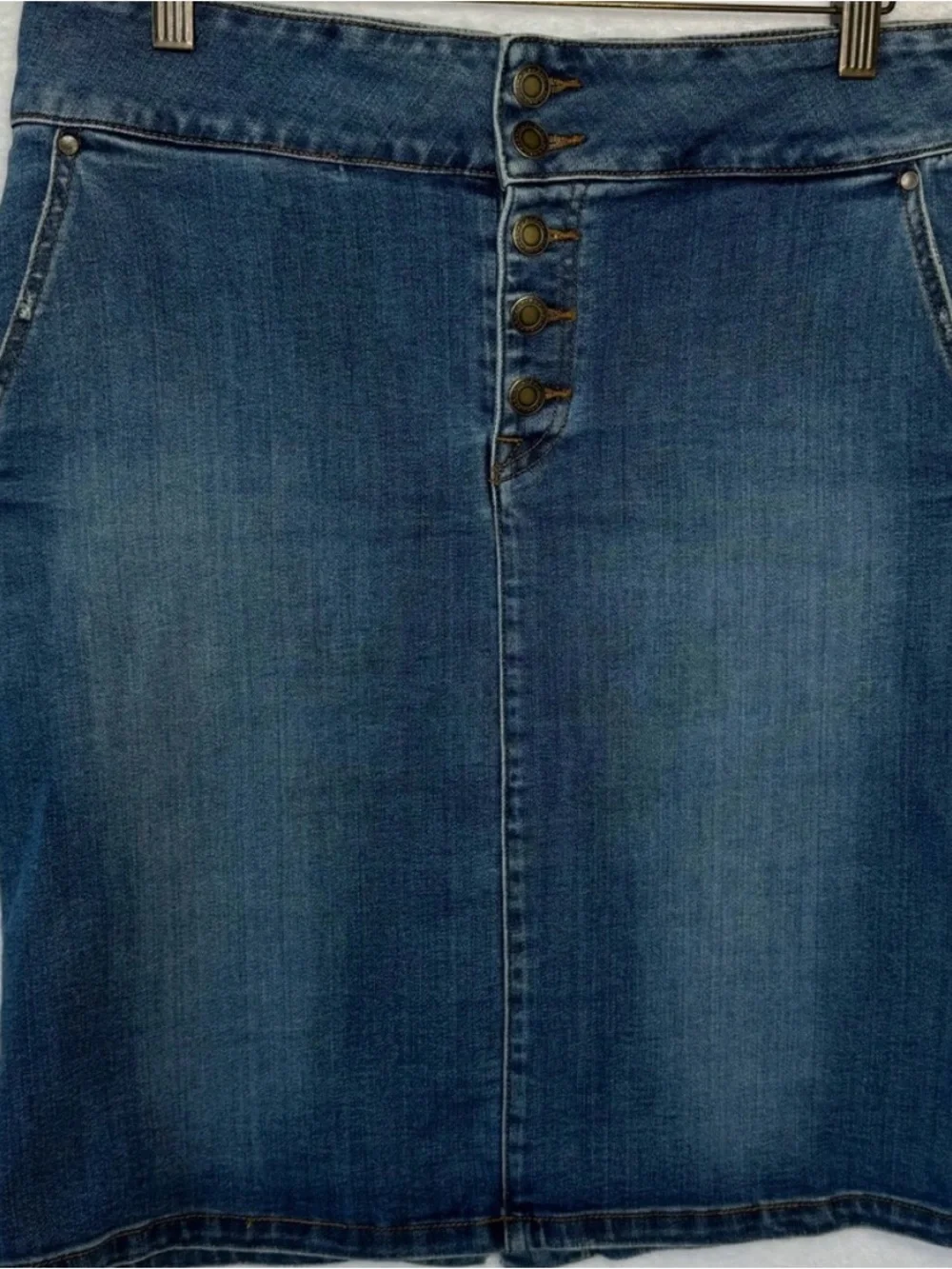 prAna Aubrey Denim Pencil Skirt Button Fly Size 10